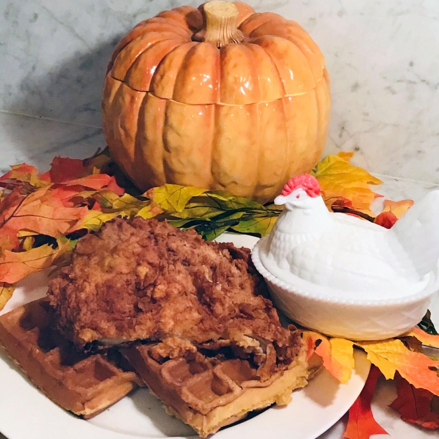 Chicken and Pumpkin Waffles